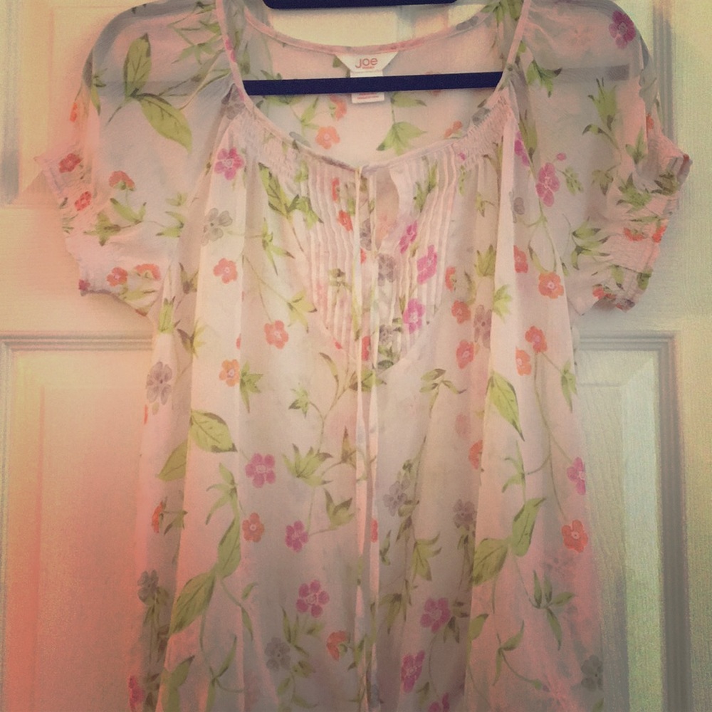 Joe Fresh Pink Floral Blouse.